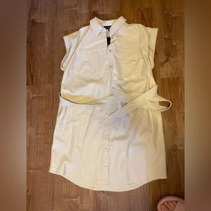 Eloquii faux leather button dress in darker cream in 14, nwt